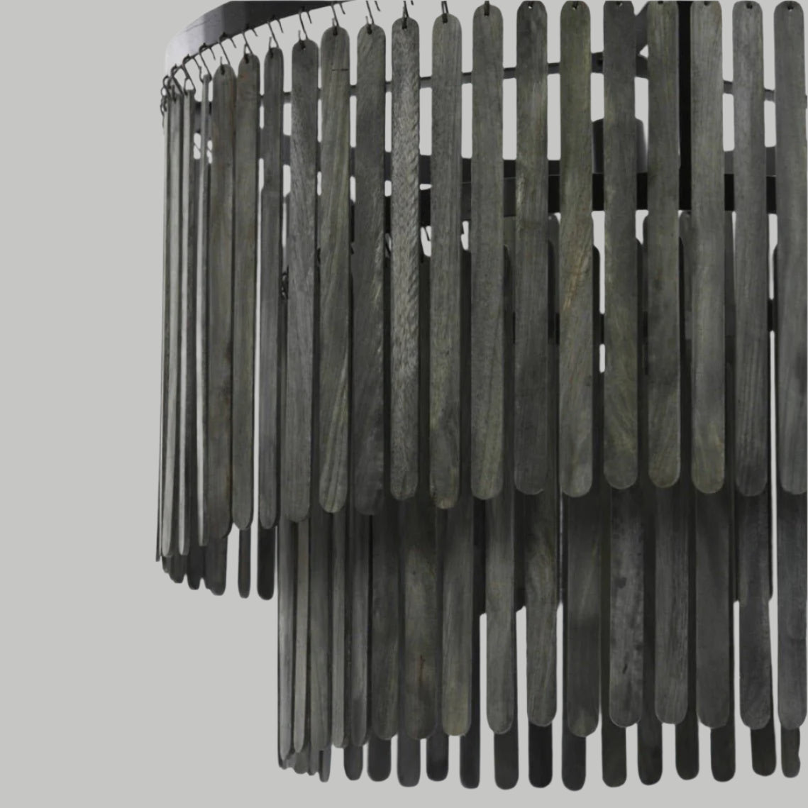Large Modern Black Wooden Chandelier Style Hanging Lamp - 2950512 - Uneeka